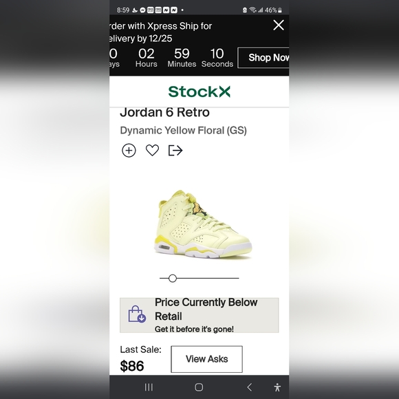 Dynamic yellow 💛 Jordan's 6 kids size 2Y Retro - Picture 4 of 6